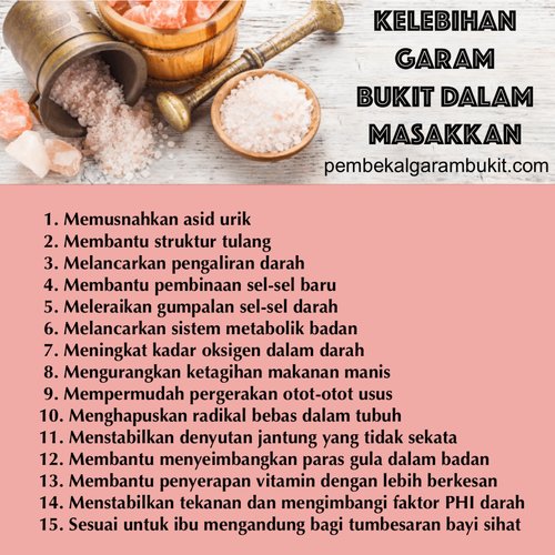 garam bukit seri aishah himalaya natural pink merah putih kristal hitam hunza kasar halus masak masakan mandi mandian rendam rendaman kaki spa oem borong aroma lampu bantal scrub kulit kepala rawatan islam minum air muka kusam ruqyah khasiat sihat khasiat kebaikan kala namak spray mineral beriodin iodin non-iodin energy water himalayan salt agent seasoning distributor halagel faiza CED saji Epsom