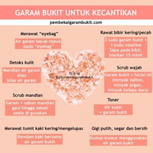 garam bukit seri aishah himalaya natural pink merah putih kristal hitam hunza kasar halus masak masakan mandi mandian rendam rendaman kaki spa oem borong aroma lampu bantal scrub kulit kepala rawatan islam minum air muka kusam ruqyah khasiat sihat khasiat kebaikan kala namak spray mineral beriodin iodin non-iodin energy water himalayan salt agent seasoning distributor halagel faiza CED saji Epsom